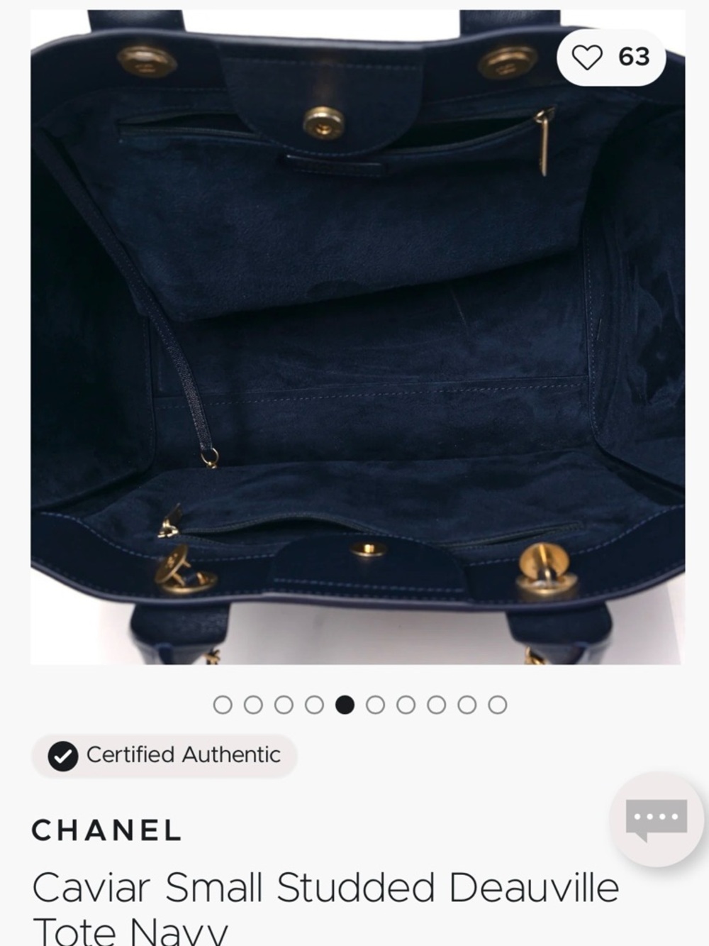 Chanel Caviar Small Studded Deauville Tote Navy - Picture 13 of 16
